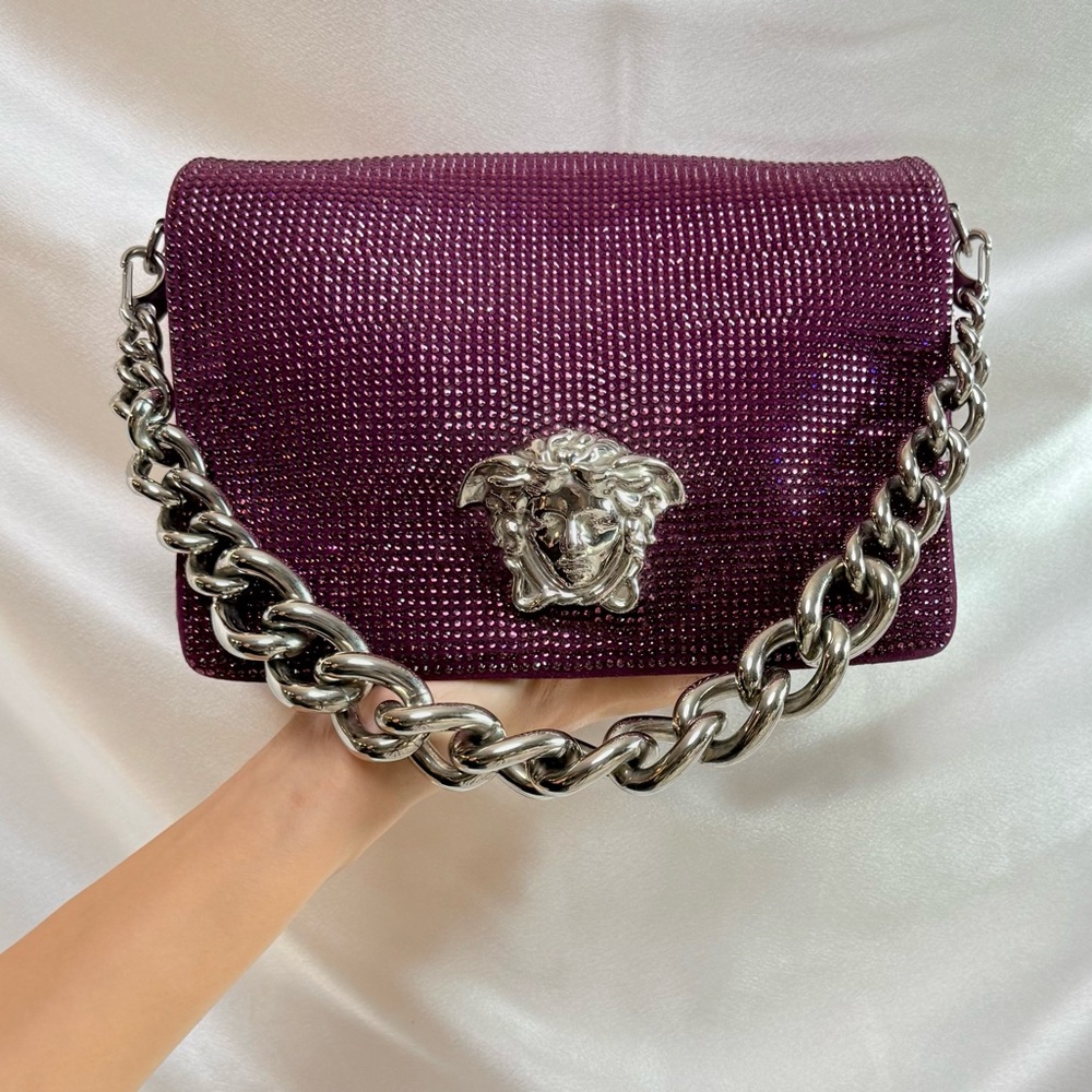 Versace Purple Shoulder Bag with Silver Chain